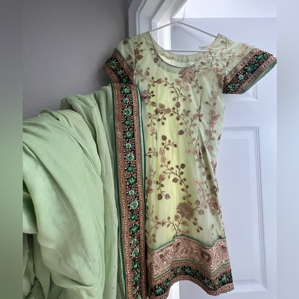 Green and gold punjabi suit
